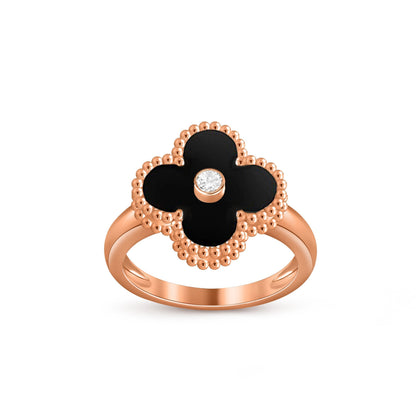 [Garvey]LUCKY CLOVER DIAMOND-ACCENT ROSE GOLD RING COLLECTION