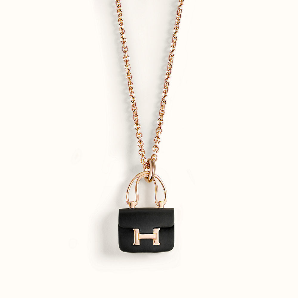 [Garvey]CONSTANCE BLACK PEDANT ROSE GOLD NECKLACE