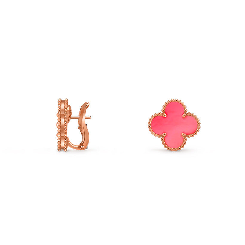 [Garvey]15MM CLOVER FLOWER STUD EARRINGS ROSE GOLD COLLECTION