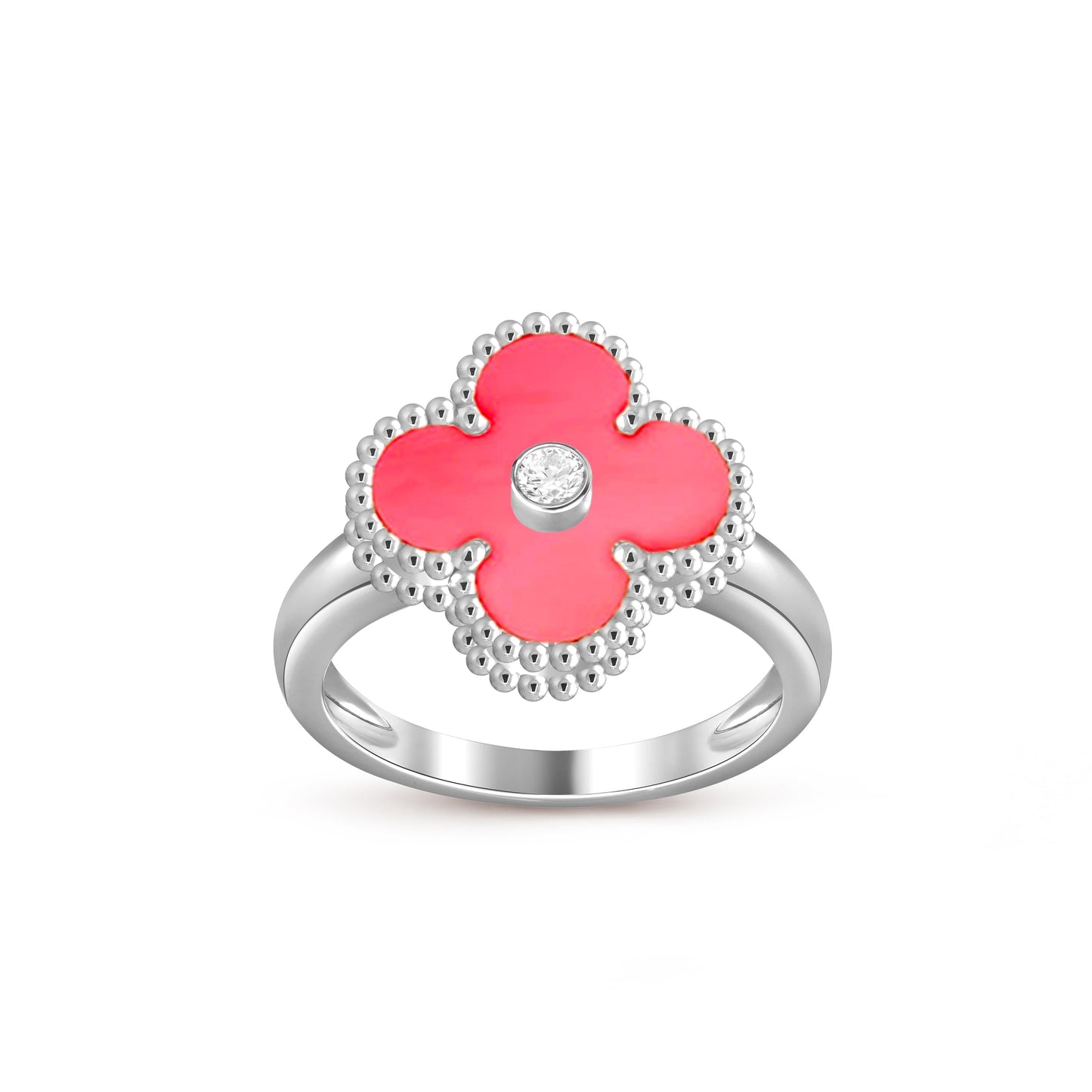 [Garvey]LUCKY CLOVER DIAMOND-ACCENT WHITE GOLD RING COLLECTION