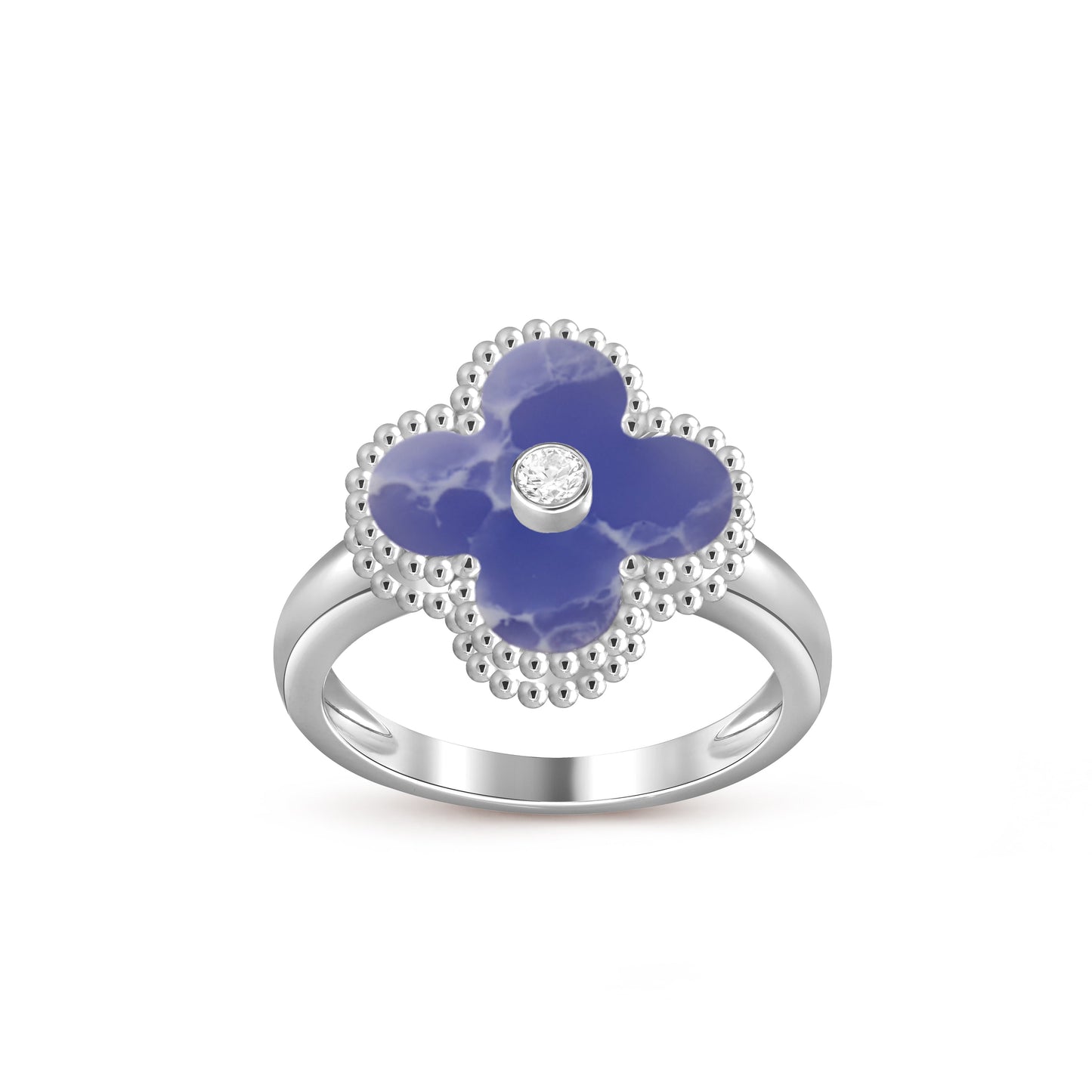 [Garvey]LUCKY CLOVER DIAMOND-ACCENT WHITE GOLD RING COLLECTION