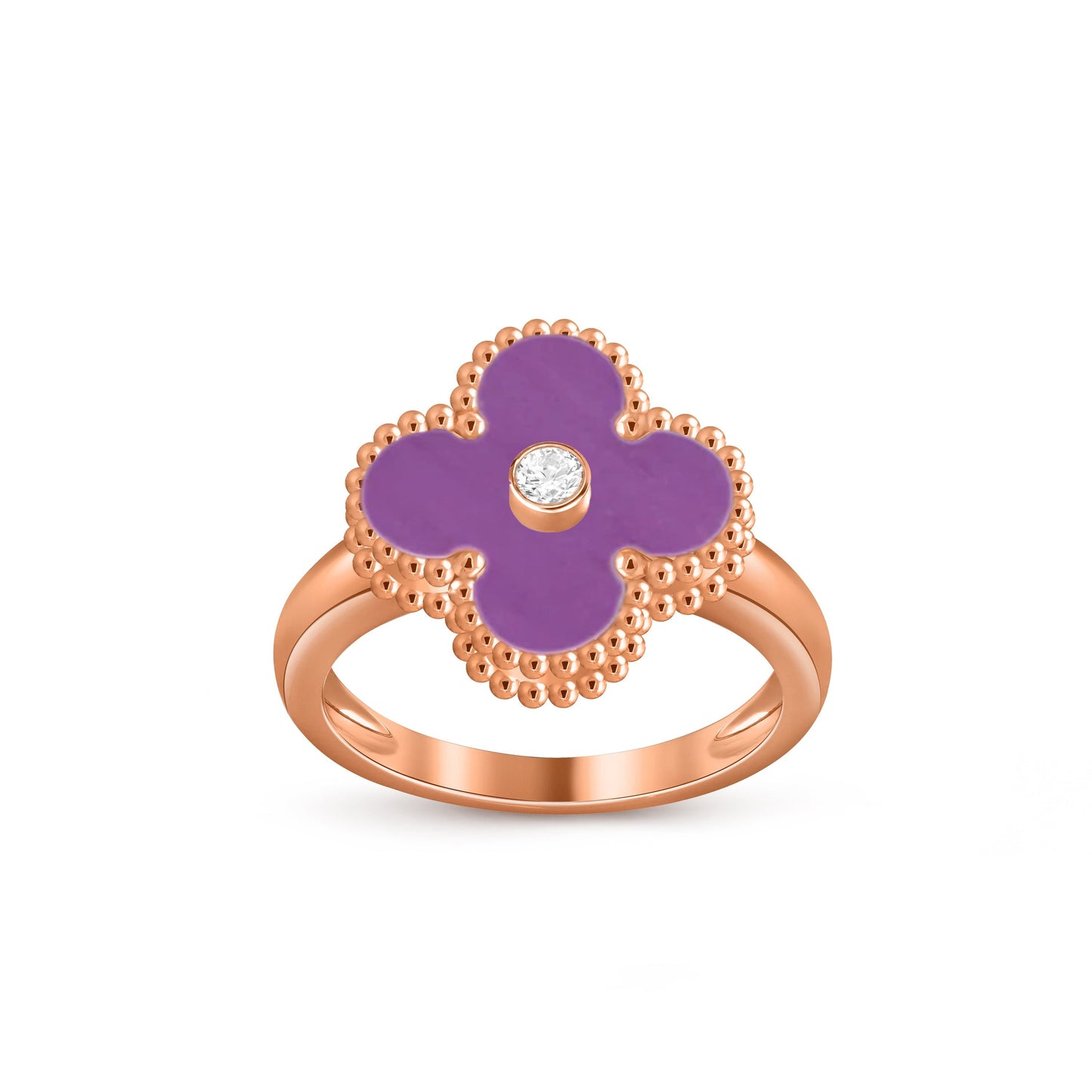 [Garvey]LUCKY CLOVER DIAMOND-ACCENT ROSE GOLD RING COLLECTION