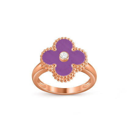 [Garvey]LUCKY CLOVER DIAMOND-ACCENT ROSE GOLD RING COLLECTION