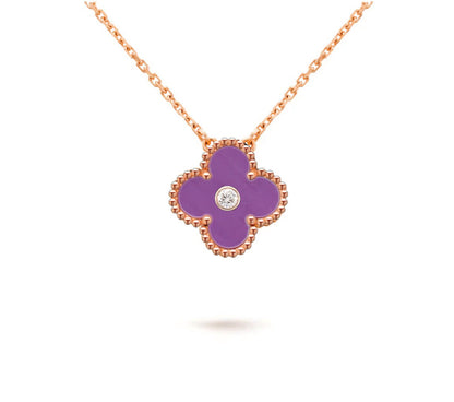 [Garvey]15MM CLOVER FLOWER DIAMOND PENDANT NECKLACE COLLECTION
