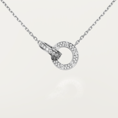 [Garvey ]LOVE 7.6MM NECKLACE ROSE GOLD AND SILVER  FULL DIAMOND