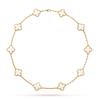 [Garvey ]CLOVER 10 MOTIFS WHITE MOTHER OF PEARL NECKLACE