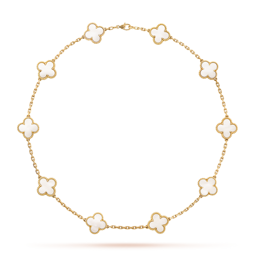 [Garvey ]CLOVER 10 MOTIFS WHITE MOTHER OF PEARL NECKLACE