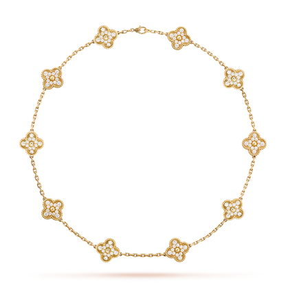 [Garvey ]CLOVER 10 MOTIFS DIAMOND NECKLACE