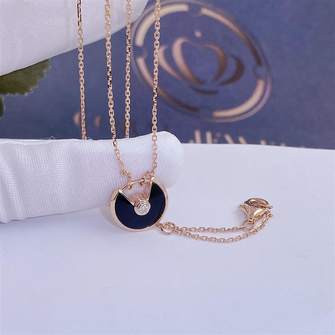 [Garvey ]AMULETTE ROSE GOLD ONYX NECKLACE