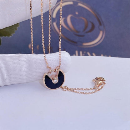 [Garvey ]AMULETTE ROSE GOLD ONYX NECKLACE