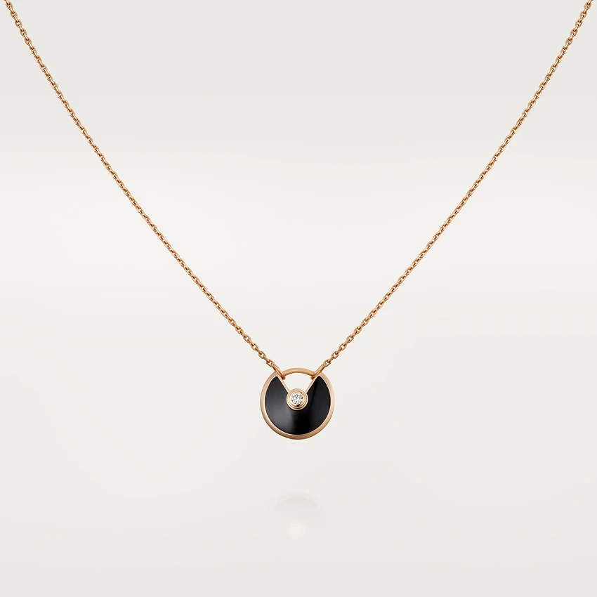 [Garvey ]AMULETTE ROSE GOLD ONYX NECKLACE