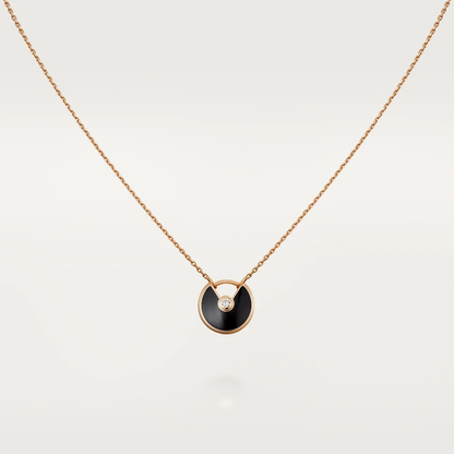 [Garvey ]AMULETTE ROSE GOLD ONYX NECKLACE