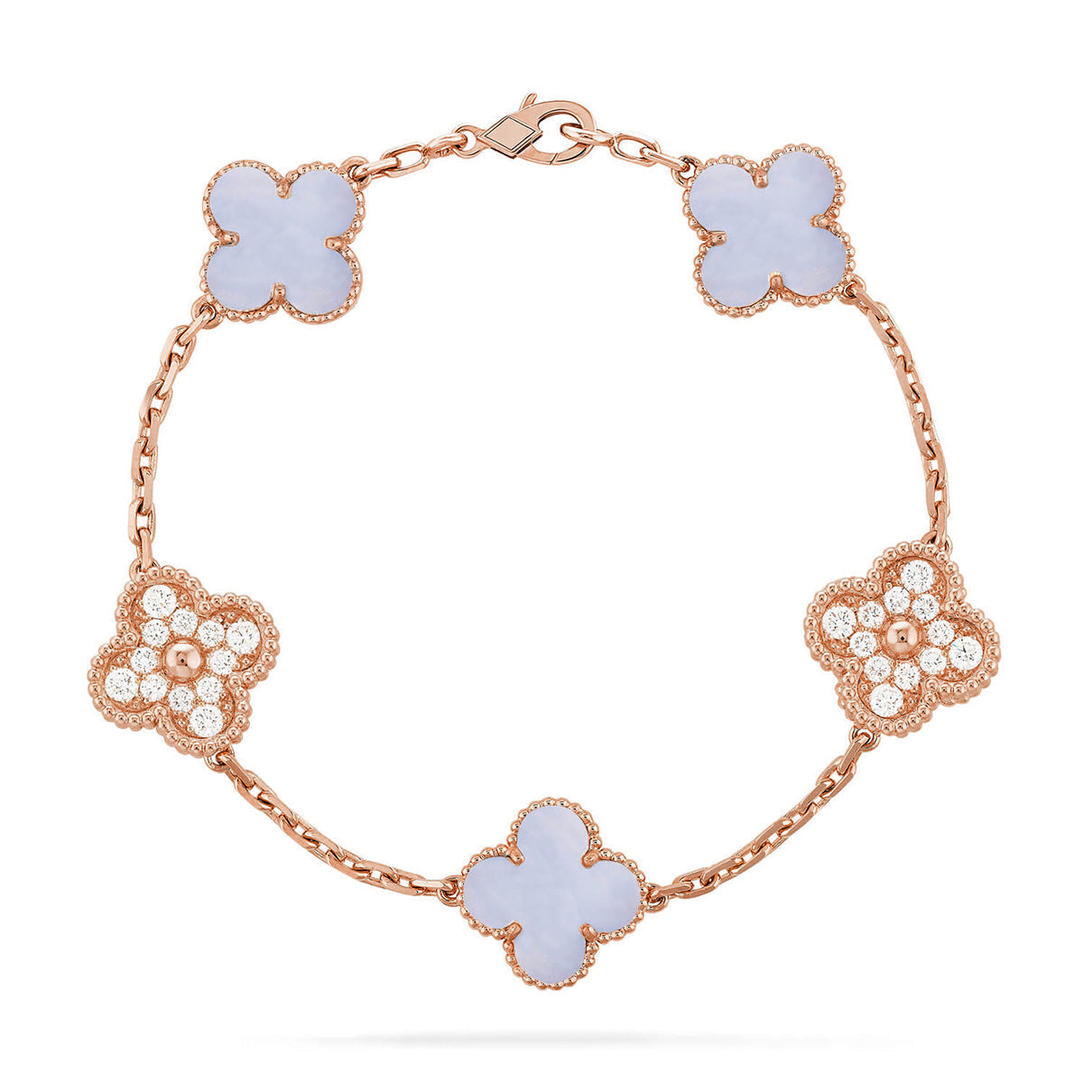 [Garvey ] CLOVER 5 MOTIF PURPLE CHALCEDONY BRACELET COLLECTION