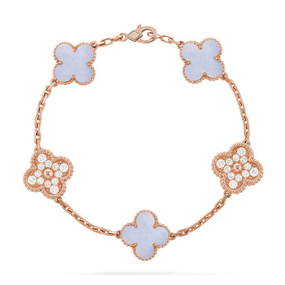 [Garvey ] CLOVER 5 MOTIF PURPLE CHALCEDONY BRACELET COLLECTION