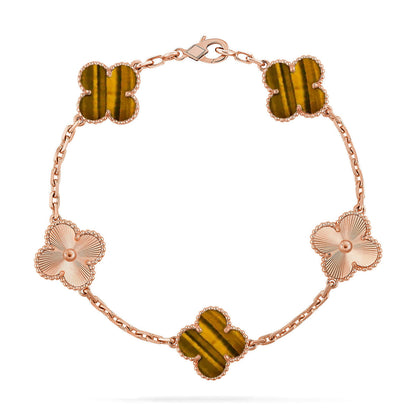 [Garvey ] CLOVER 5 MOTIFS TIGER EYE BRACELET COLLECTION