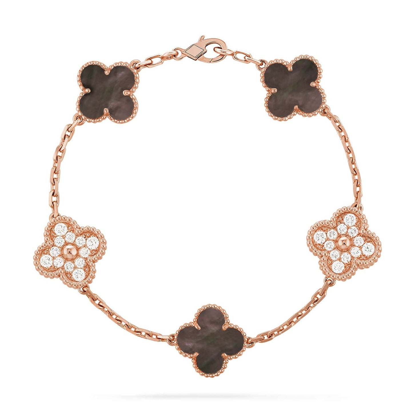 [Garvey]LUCKY CLOVER 5-MOTIF BRACELET - GREY MOTHER-OF-PEARL COLLECTION