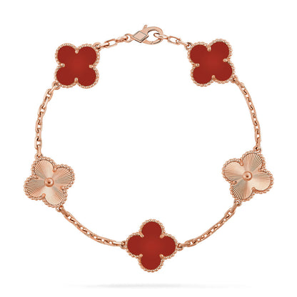 [Garvey ] CLOVER 5 MOTIF RED CORNELIAN BRACELET COLLECTION