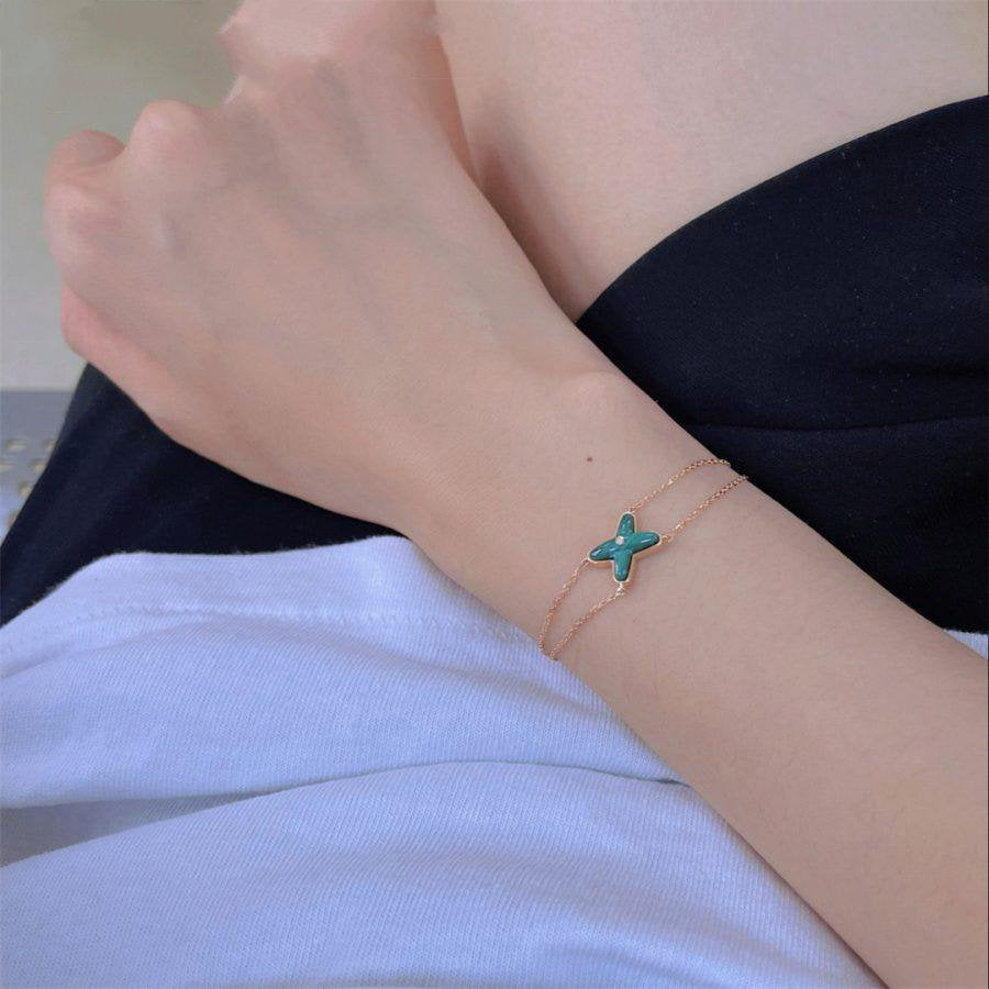 [Garvey ]JEUX BRACELET MALACHITE PINK GOLD 1 DIAMOND