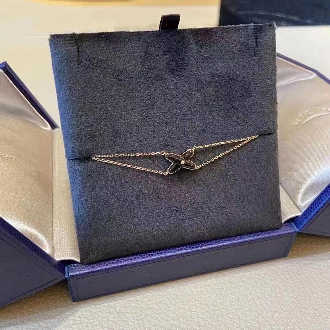 [Garvey]JEUX BRACELET ONYX ROSE GOLD 1 DIAMOND
