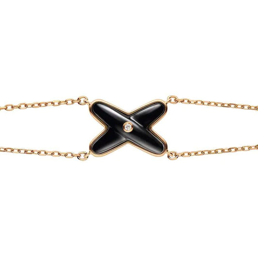 [Garvey]JEUX BRACELET ONYX ROSE GOLD 1 DIAMOND