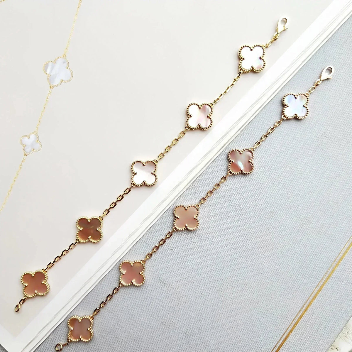 [Garvey ] CLOVER 5 MOTIFS  PINK MOP BRACELET COLLECTION