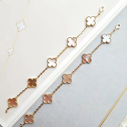 [Garvey]LUCKY CLOVER 5-MOTIF BRACELET - PINK MOTHER-OF-PEARL COLLECTION