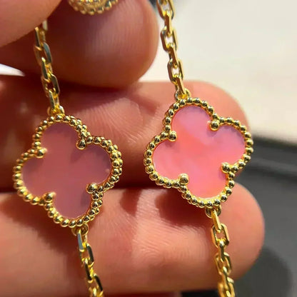 [Garvey]LUCKY CLOVER 5-MOTIF BRACELET - PINK MOTHER-OF-PEARL COLLECTION
