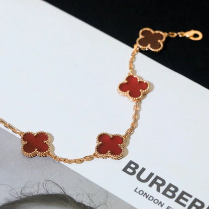 [Garvey ] CLOVER 5 MOTIF RED CORNELIAN BRACELET COLLECTION