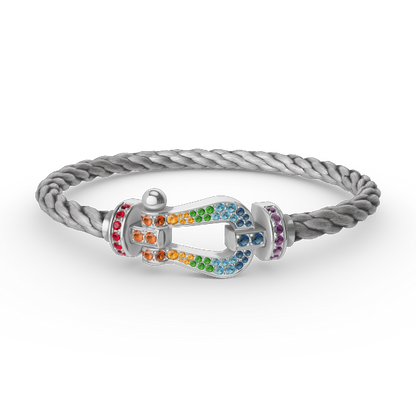 [Garvey ]FORC LARGE HORSESHOE  COLORED DIAMOND BRACELET SILVER