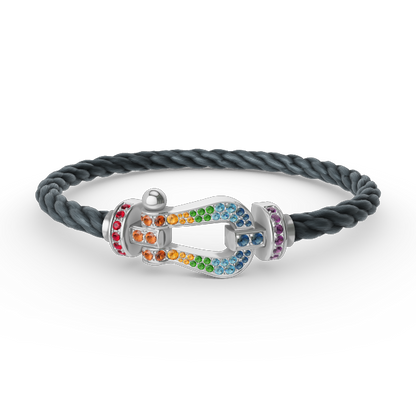 [Garvey ]FORC LARGE HORSESHOE  COLORED DIAMOND BRACELET SILVER