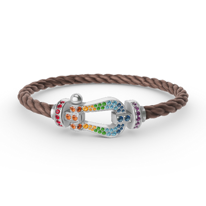 [Garvey ]FORC LARGE HORSESHOE  COLORED DIAMOND BRACELET SILVER