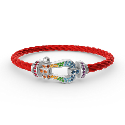 [Garvey ]FORC LARGE HORSESHOE  COLORED DIAMOND BRACELET SILVER