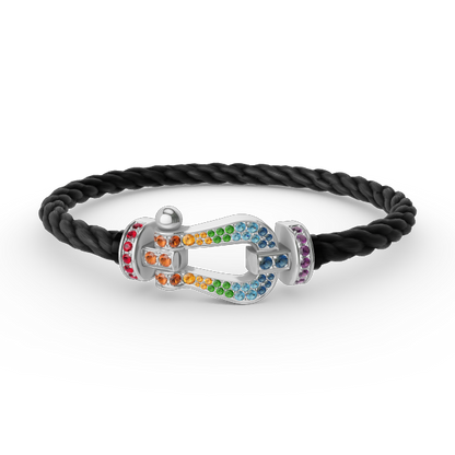 [Garvey ]FORC LARGE HORSESHOE  COLORED DIAMOND BRACELET SILVER