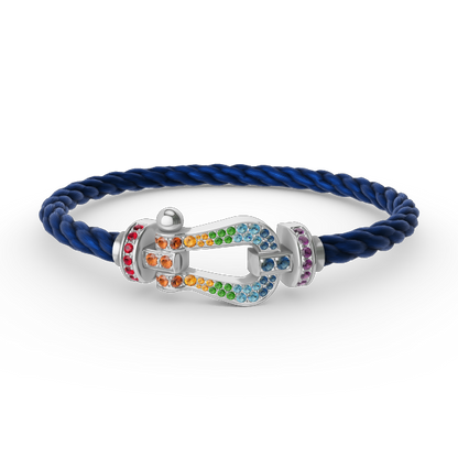 [Garvey ]FORC LARGE HORSESHOE  COLORED DIAMOND BRACELET SILVER
