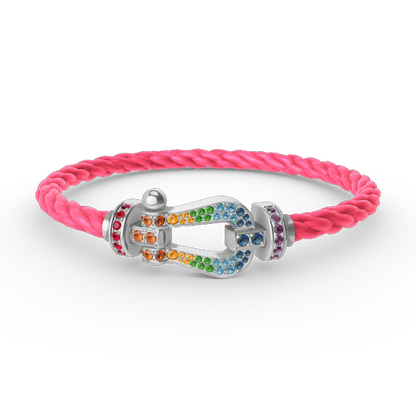 [Garvey ]FORC LARGE HORSESHOE  COLORED DIAMOND BRACELET SILVER