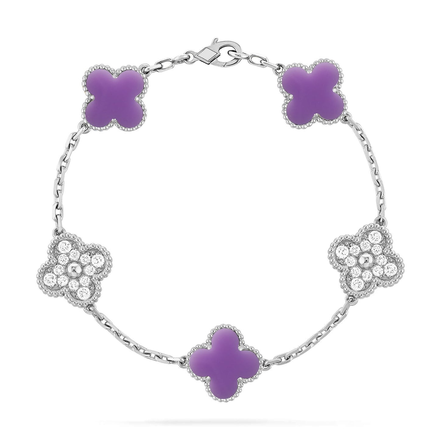 [Garvey]LUCKY CLOVER 5-MOTIF BRACELET - LAVENDER COLLECTION
