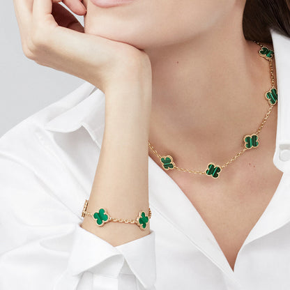 [Garvey ]CLOVER 10 MOTIFS MALACHITE NECKLACE