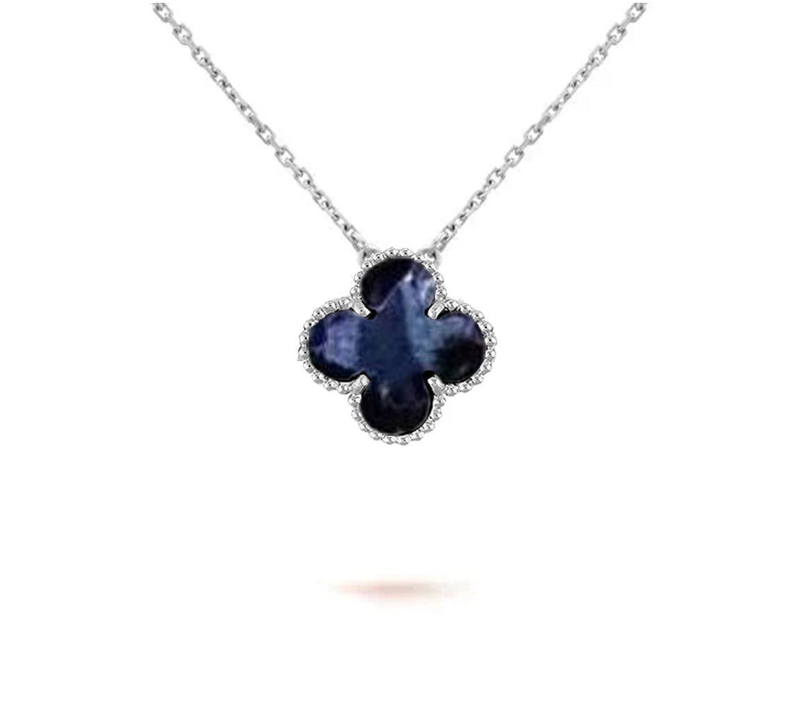 [Garvey]15MM CLOVER FLOWER PENDANT NECKLACE WHITE GOLD COLLECTION