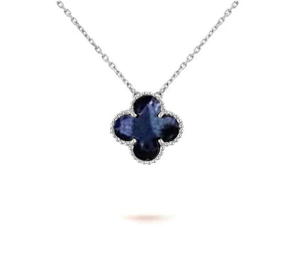 [Garvey]15MM CLOVER FLOWER PENDANT NECKLACE WHITE GOLD COLLECTION
