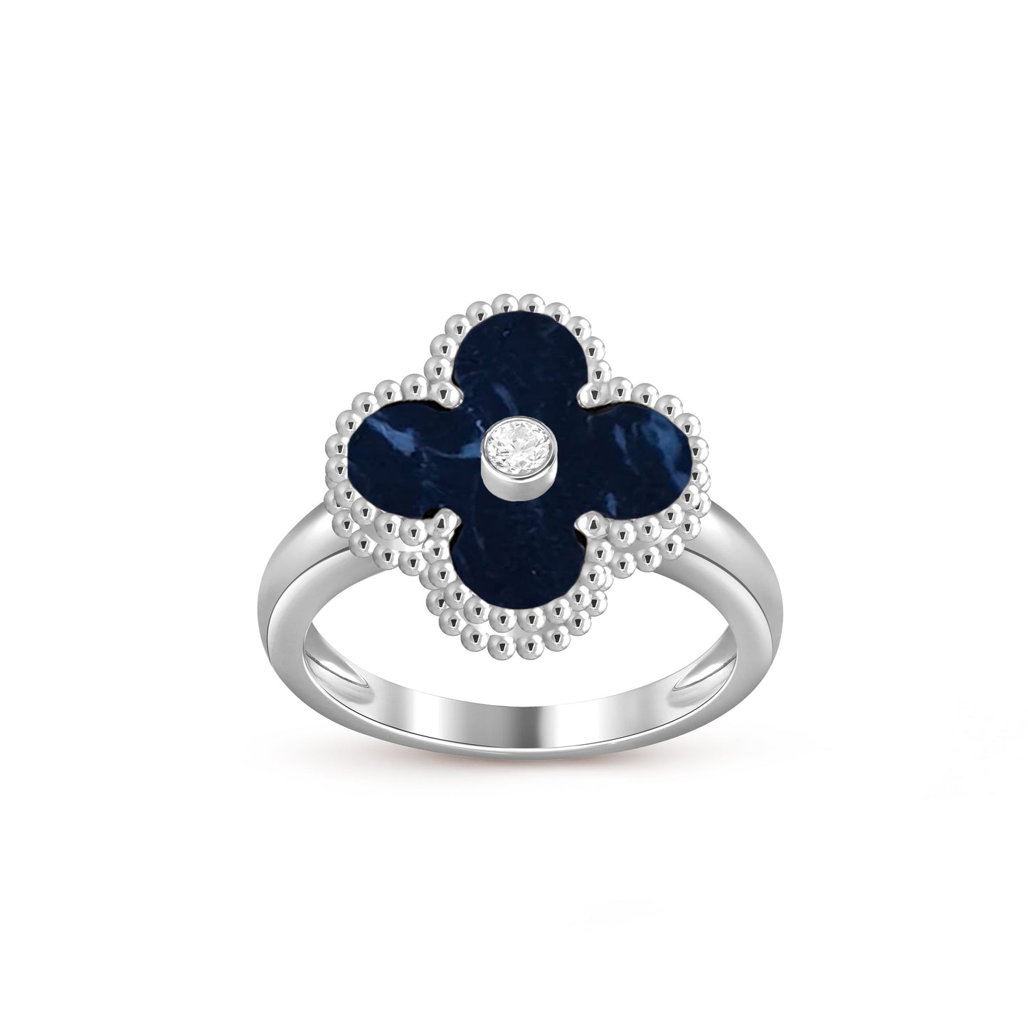 [Garvey]LUCKY CLOVER DIAMOND-ACCENT WHITE GOLD RING COLLECTION