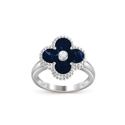 [Garvey]LUCKY CLOVER DIAMOND-ACCENT WHITE GOLD RING COLLECTION