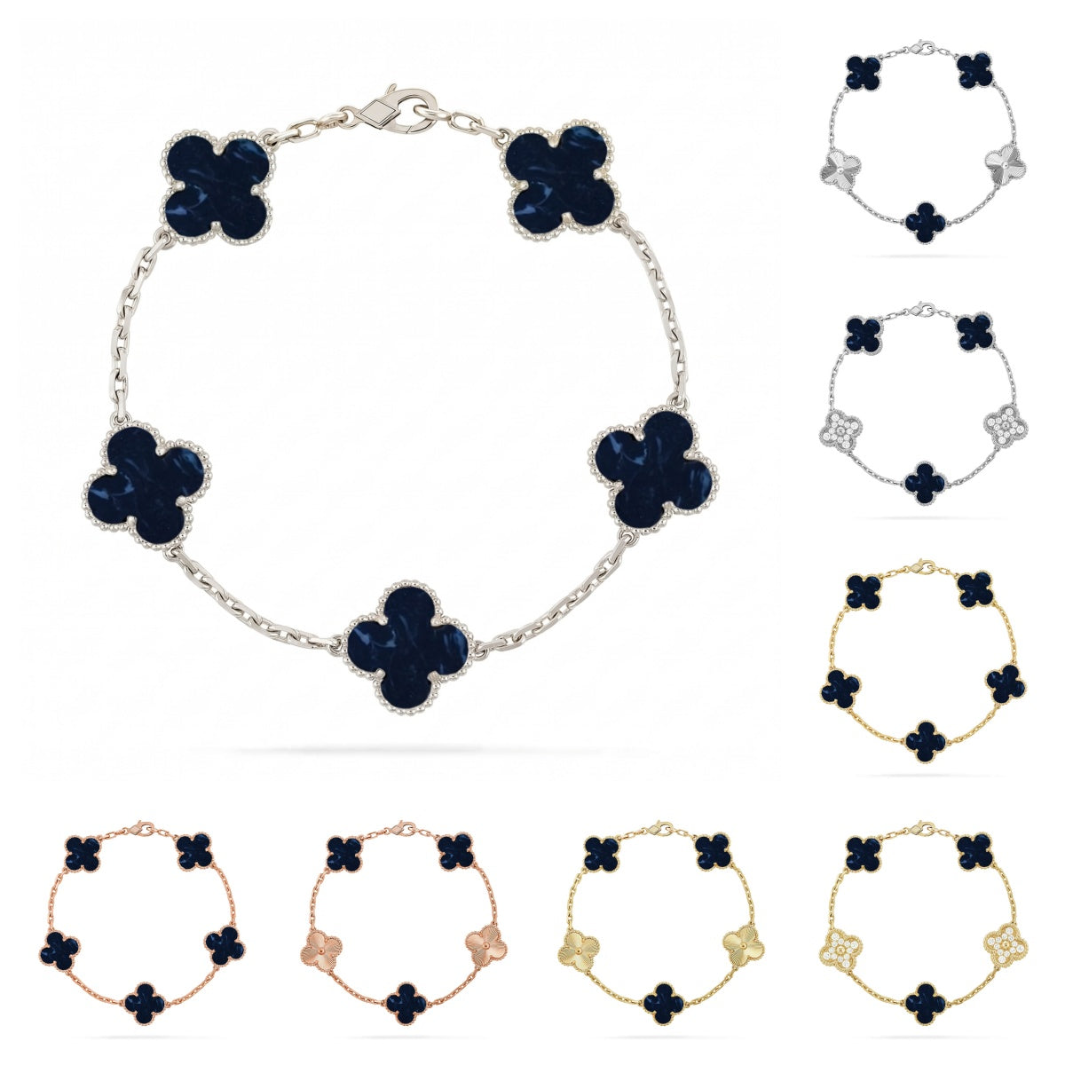 [Garvey]LUCKY CLOVER 5-MOTIF BRACELET - PIETERSITE COLLECTION