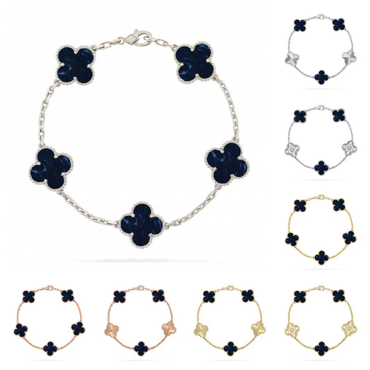 [Garvey]LUCKY CLOVER 5-MOTIF BRACELET - PIETERSITE COLLECTION