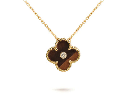 [Garvey]15MM CLOVER FLOWER DIAMOND PENDANT NECKLACE COLLECTION