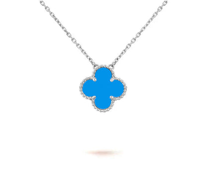 [Garvey]15MM CLOVER FLOWER PENDANT NECKLACE WHITE GOLD COLLECTION