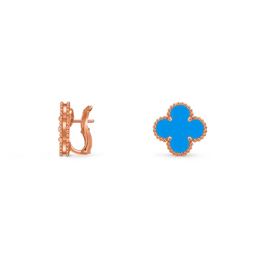 [Garvey]15MM CLOVER FLOWER STUD EARRINGS ROSE GOLD COLLECTION