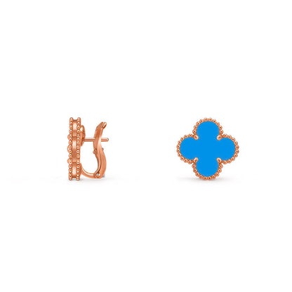 [Garvey]15MM CLOVER FLOWER STUD EARRINGS ROSE GOLD COLLECTION