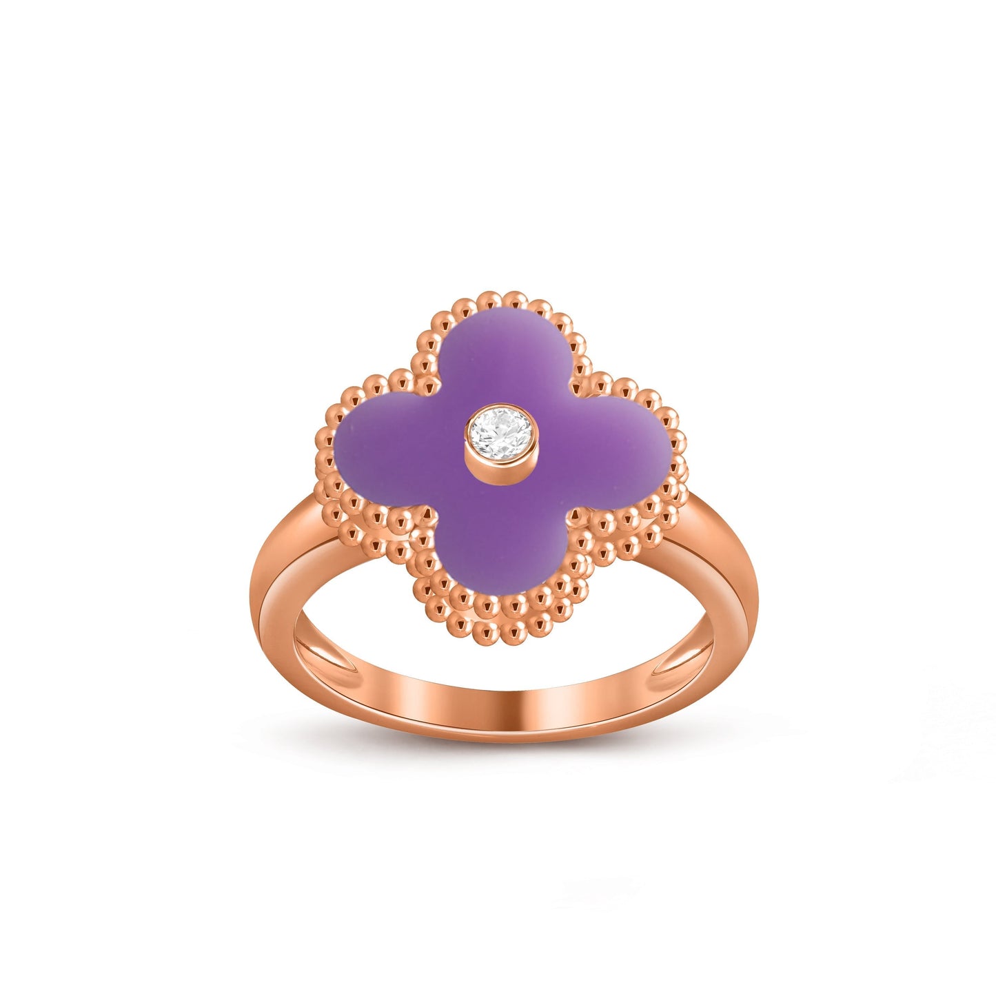 [Garvey]LUCKY CLOVER DIAMOND-ACCENT ROSE GOLD RING COLLECTION