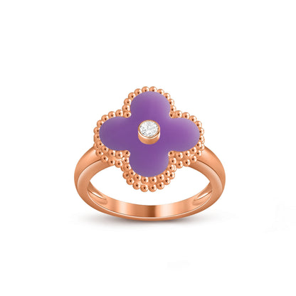 [Garvey]LUCKY CLOVER DIAMOND-ACCENT ROSE GOLD RING COLLECTION