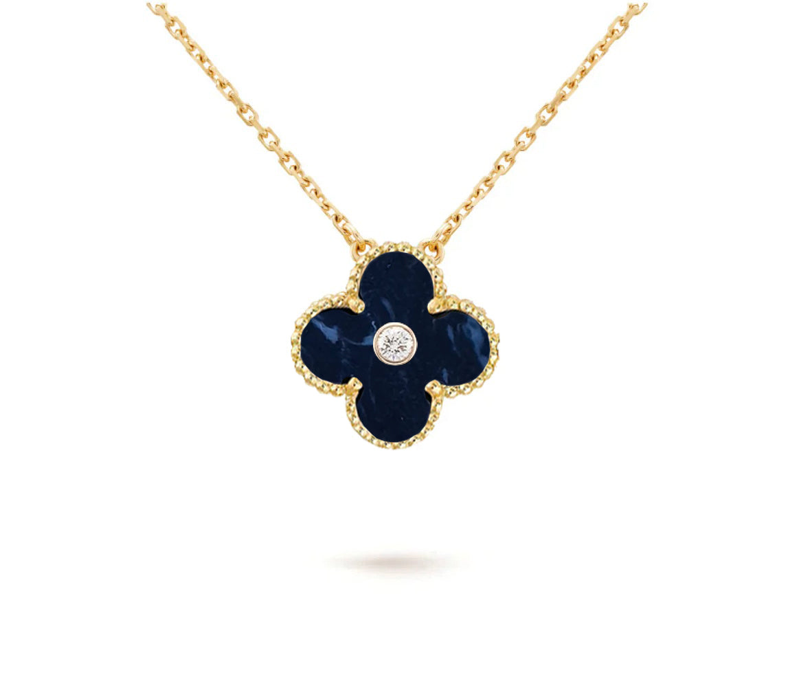 [Garvey]15MM CLOVER FLOWER DIAMOND PENDANT NECKLACE COLLECTION